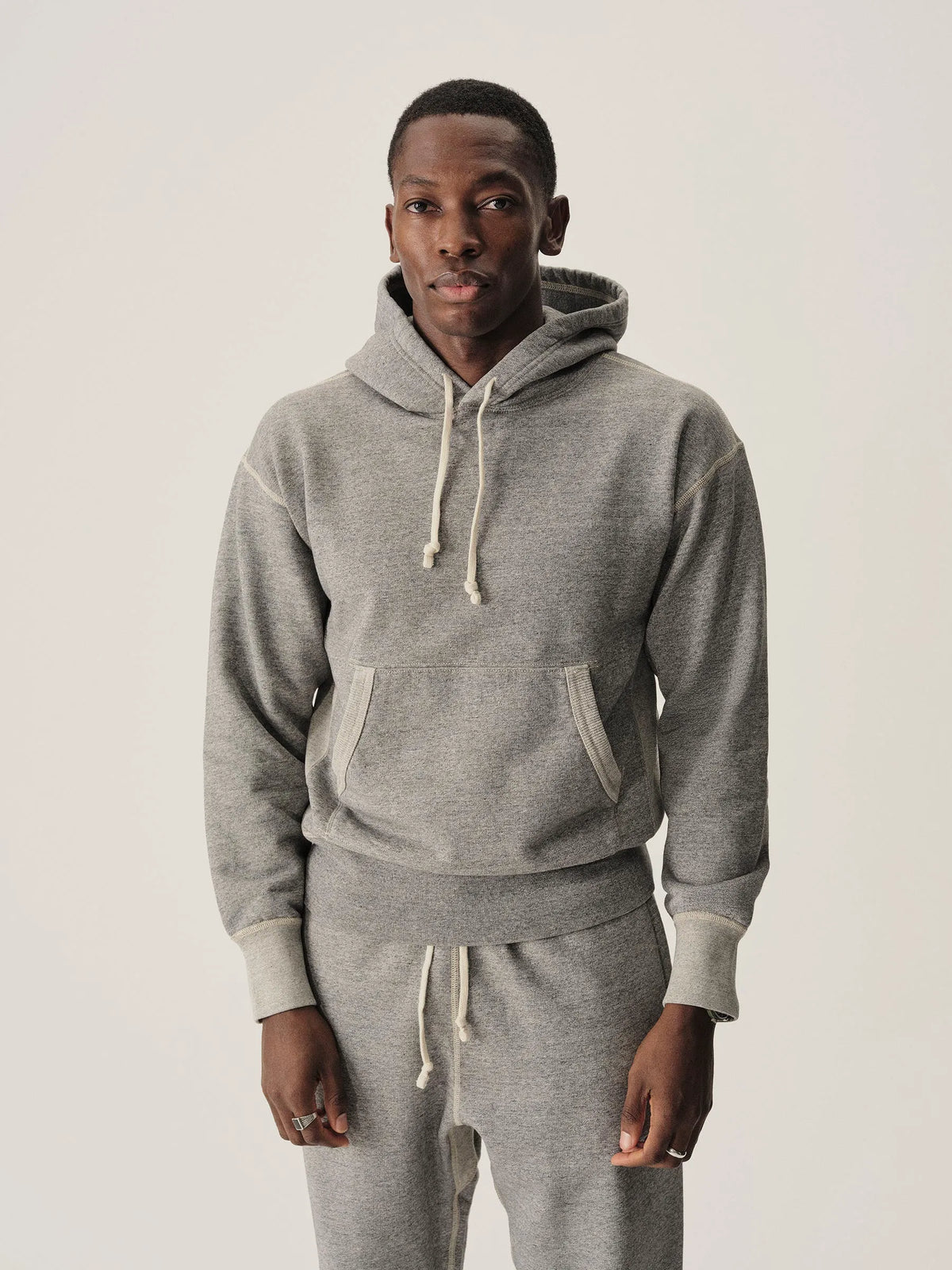 Two Tone Heather Grey Welterweight Hooded Sweatshirt