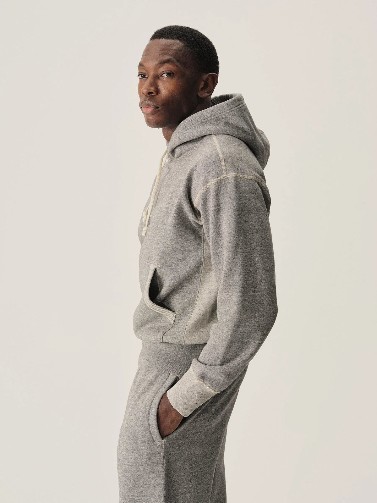 Two Tone Heather Grey Welterweight Hooded Sweatshirt