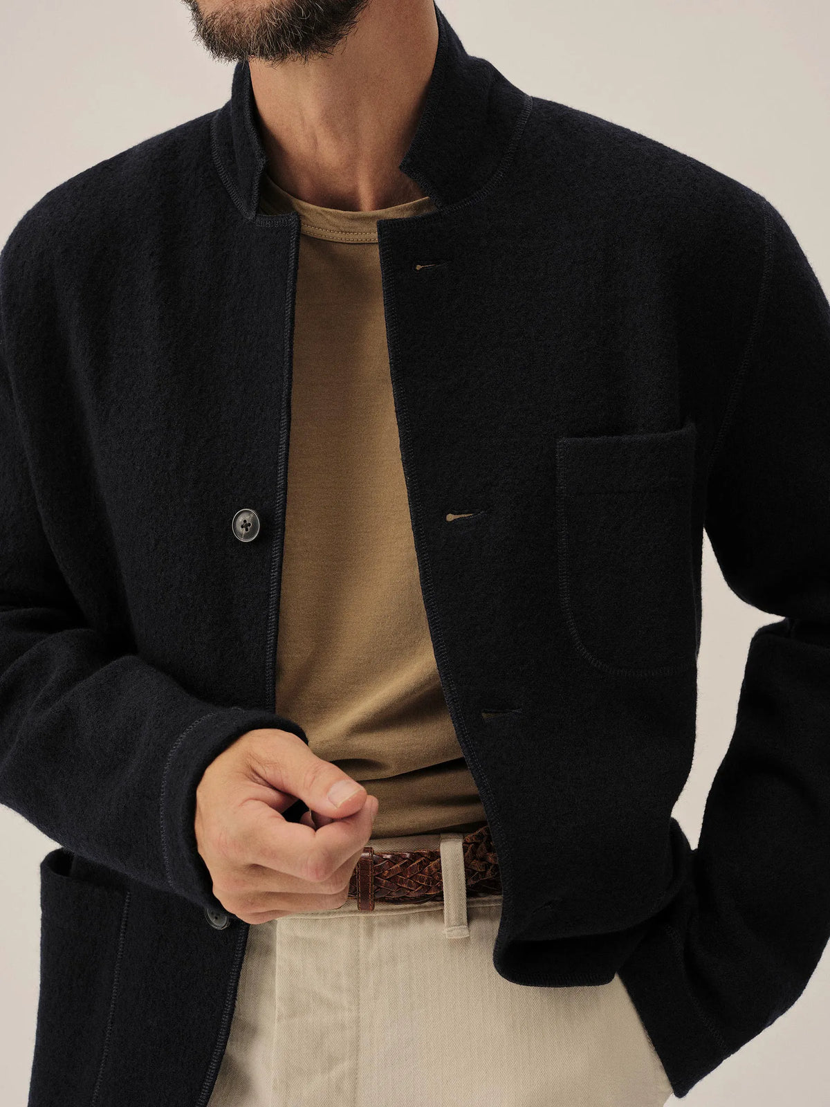 Navy Felted Chore Coat