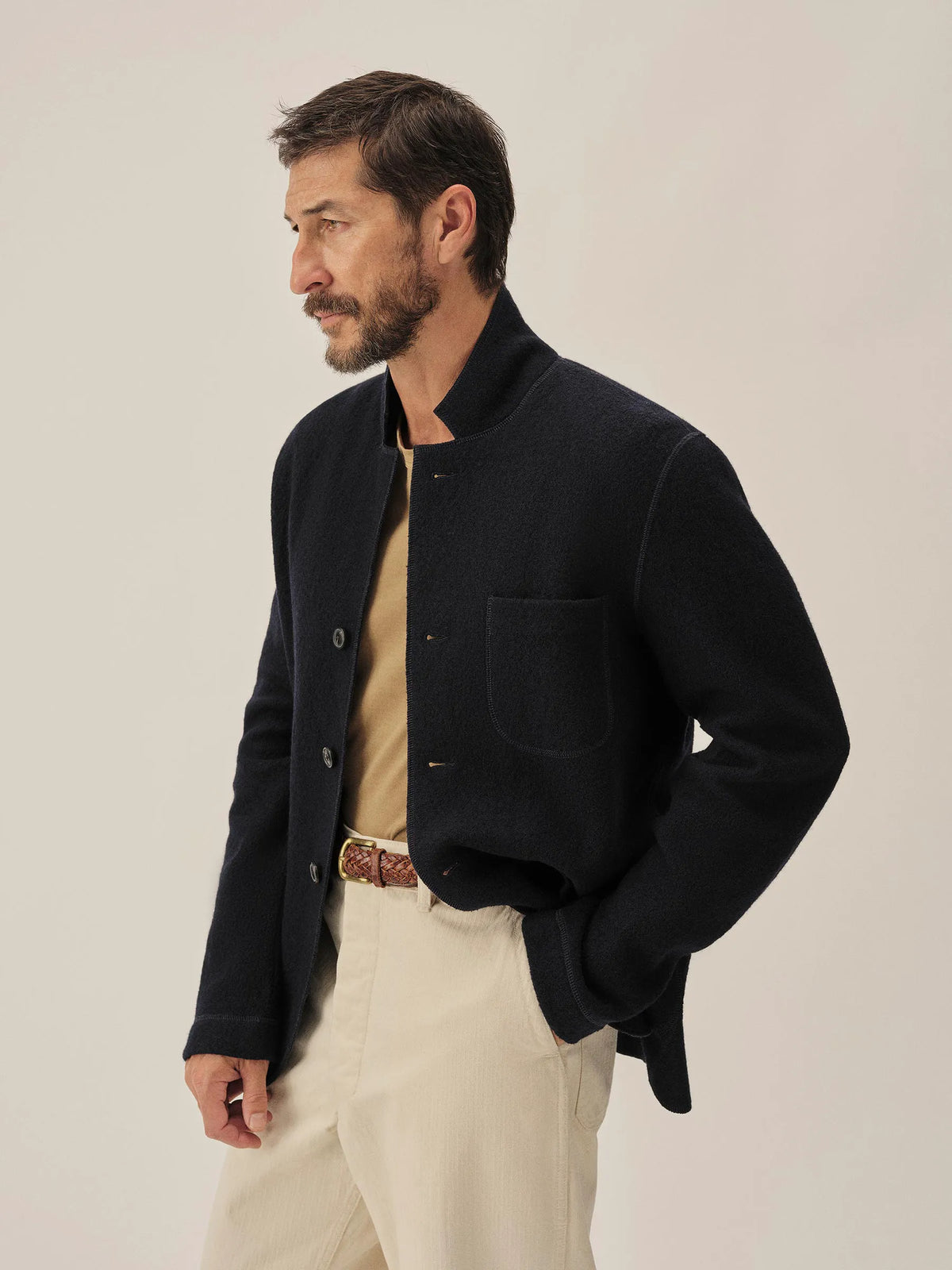 Navy Felted Chore Coat