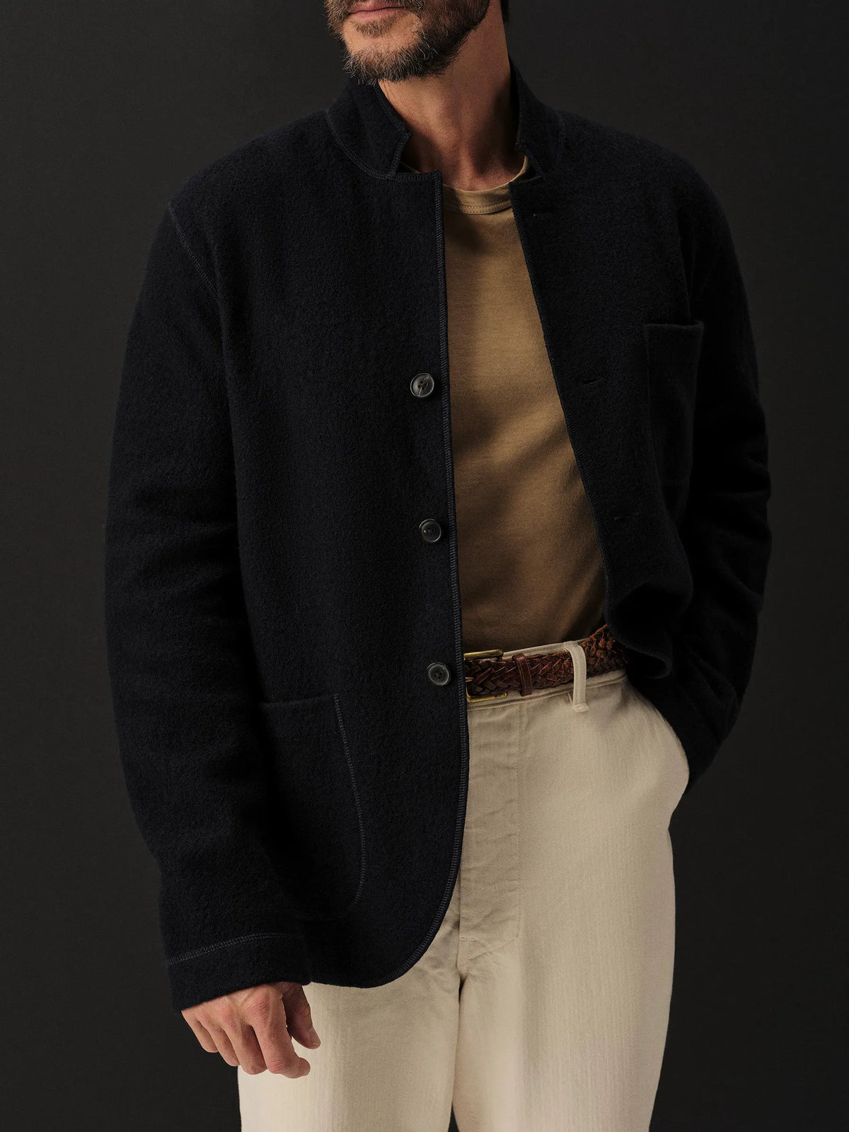 Navy Felted Chore Coat