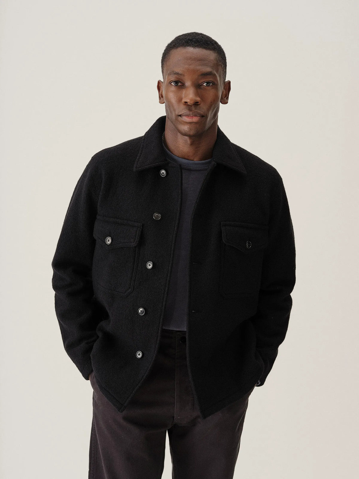 Black Felted Field Shirt