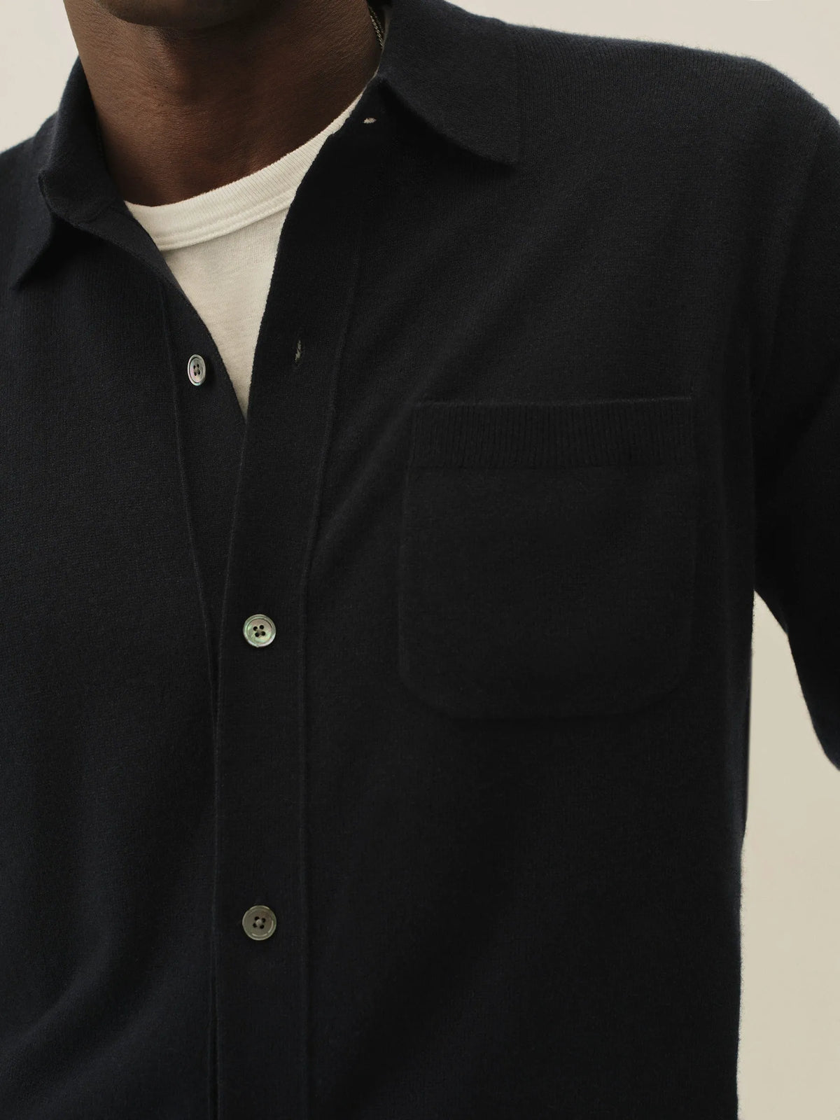 Dress Navy California Cashmere Collared Cardigan