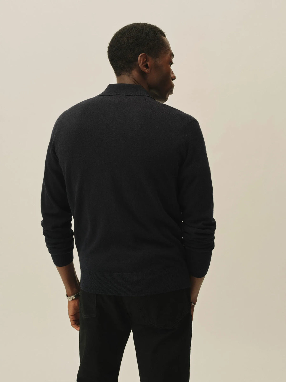 Dress Navy California Cashmere Collared Cardigan