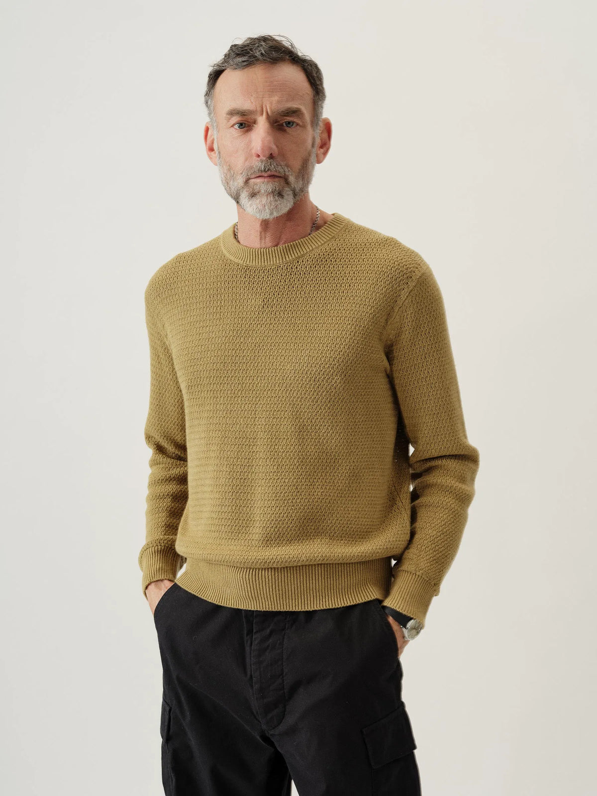 Golden Khaki Rope-Knit Yuma Hemp Crew