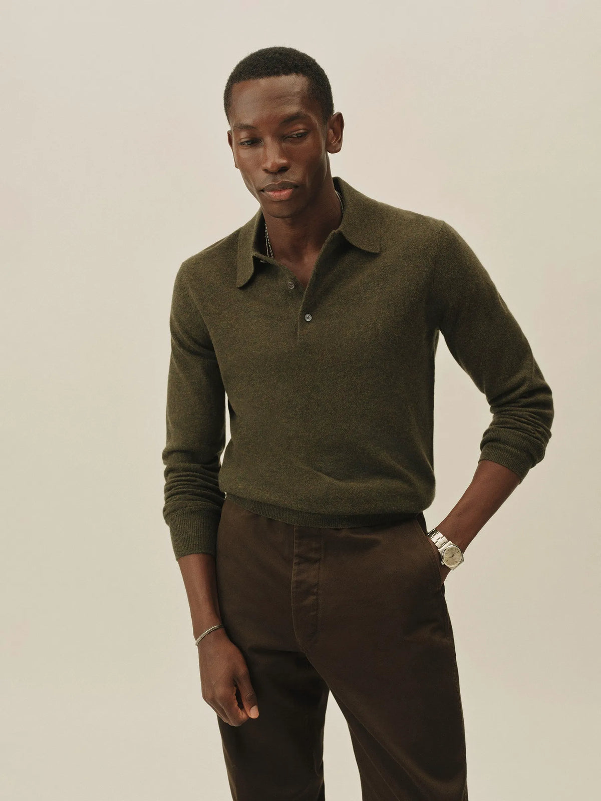Heather Olive California Cashmere Polo