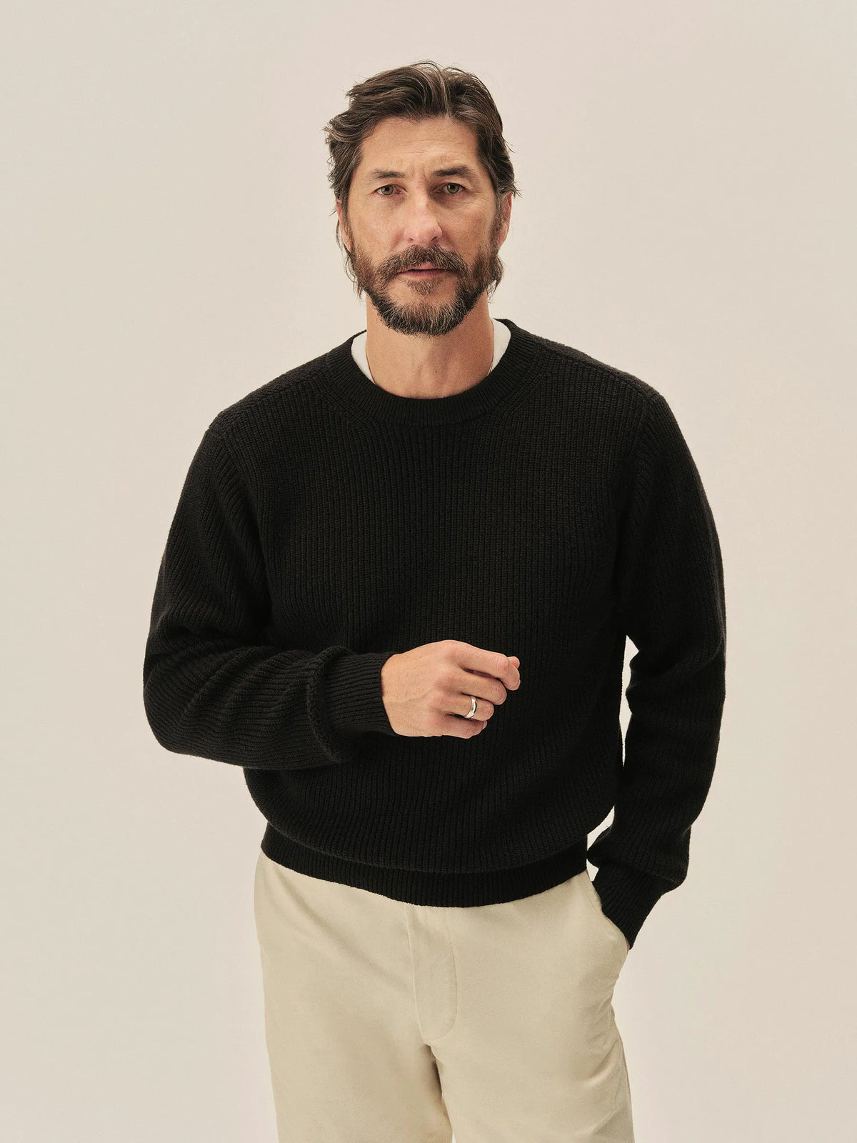 Black Seafarer Cotton Rib Crew