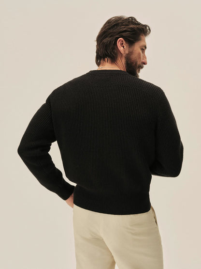 Black Seafarer Cotton Rib Crew