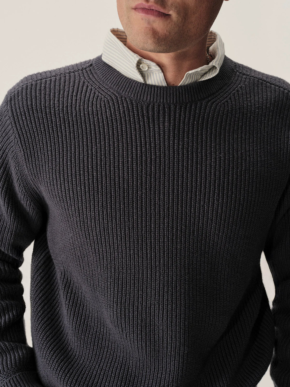 Faded Indigo Seafarer Cotton Rib Crew