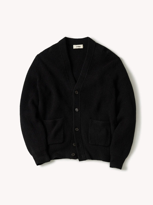 Black Seafarer Cotton Rib Cardigan