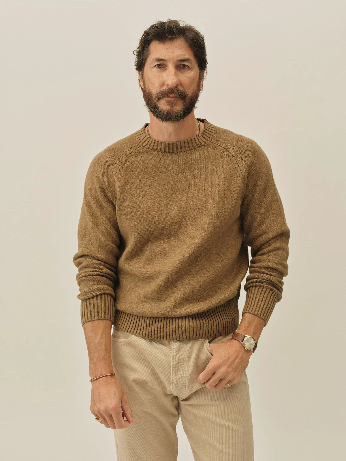 Sepia Brown Seafarer Traveler Cotton Crew