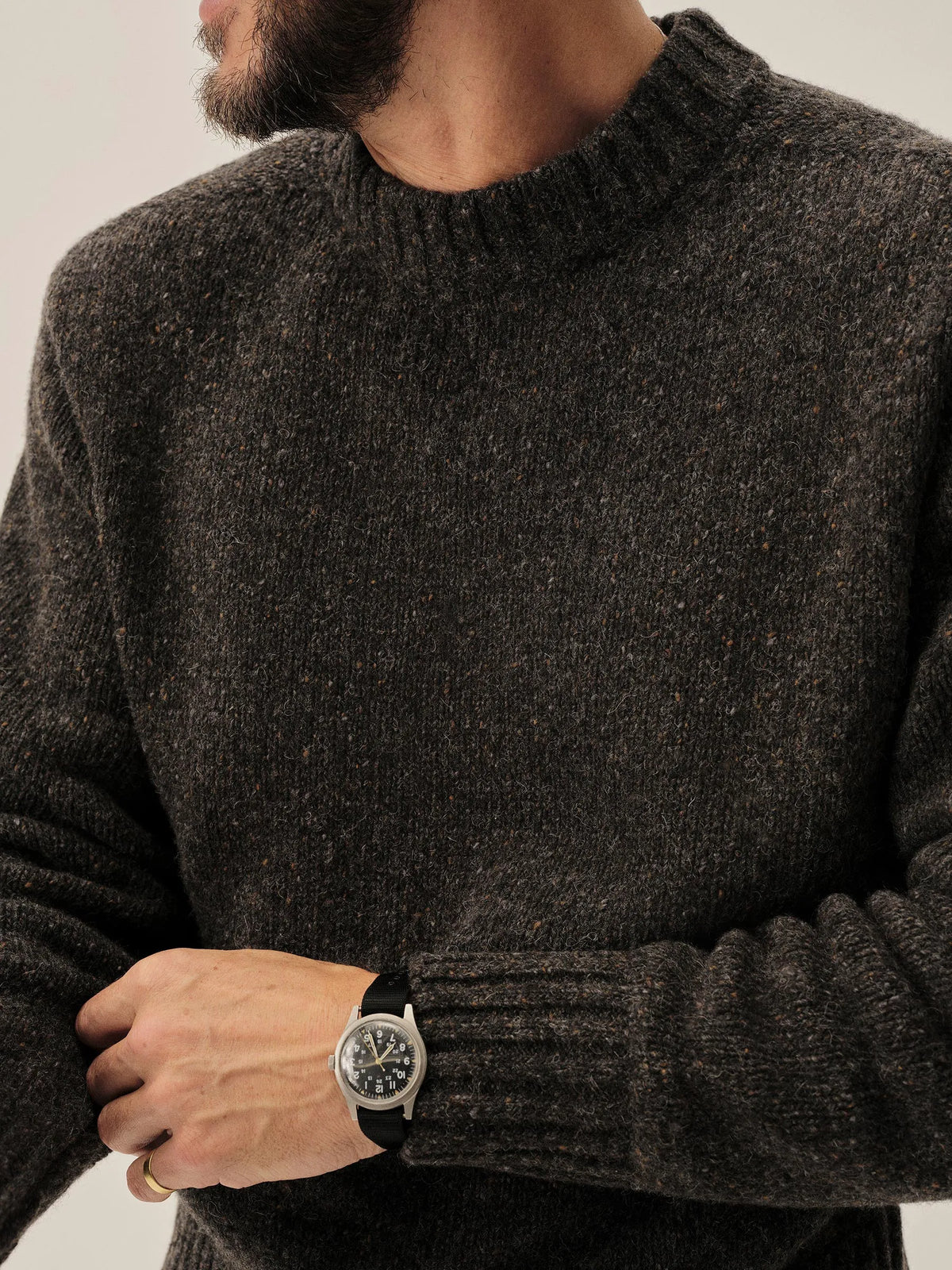Bed Rock Seastack Wool Tweed Mock Turtleneck