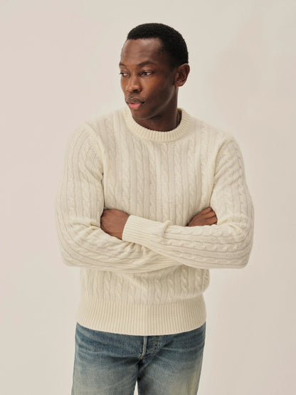 Natural California Cashmere Cable Crew