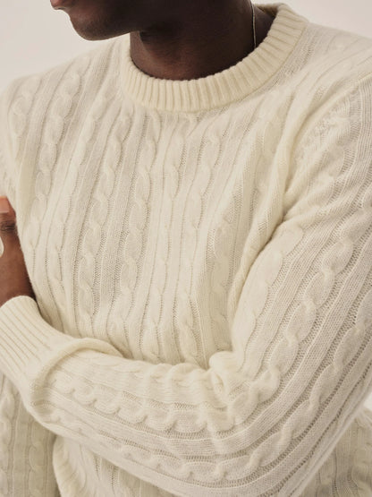Natural California Cashmere Cable Crew