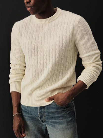 Natural California Cashmere Cable Crew