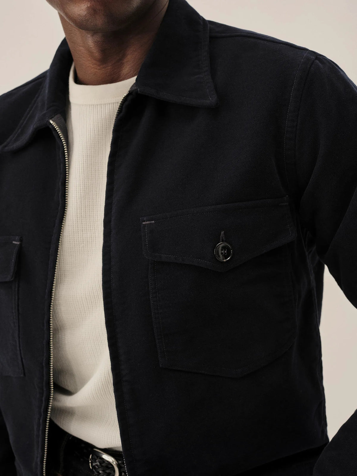 Midnight Italian Doeskin Station Jacket