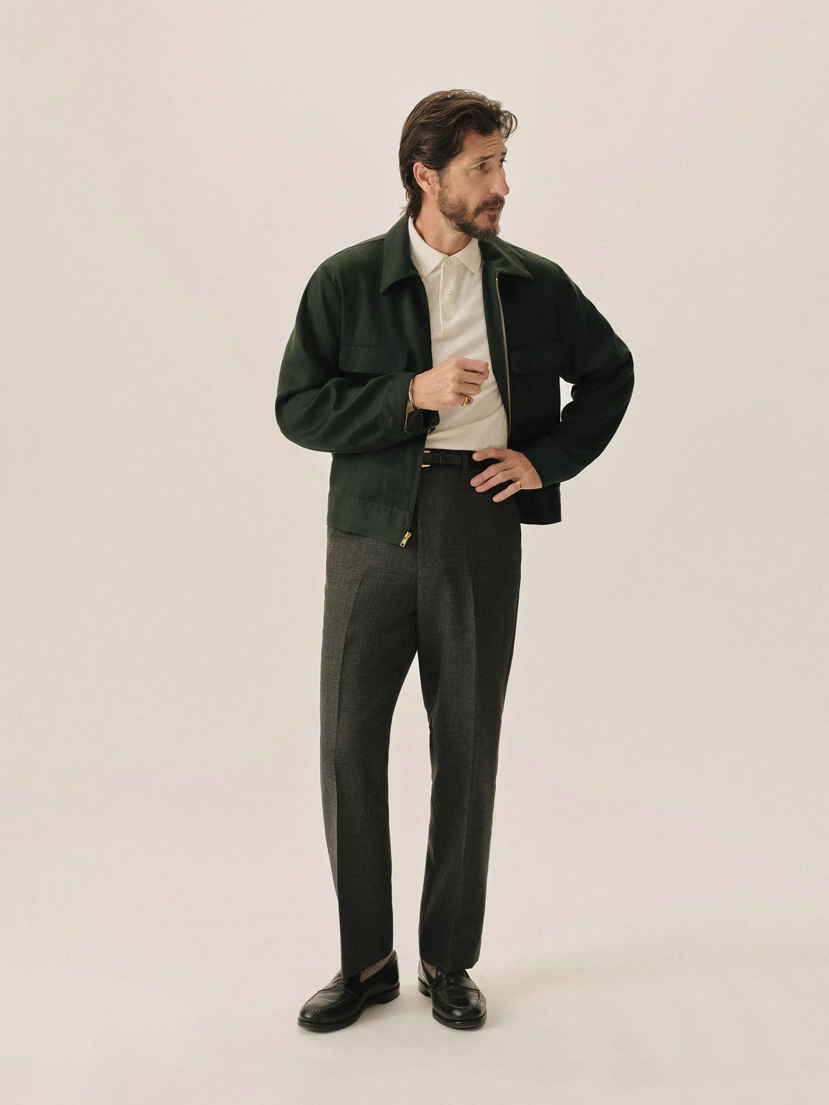 Bottle Green Sunset Rayon Gab Jacket
