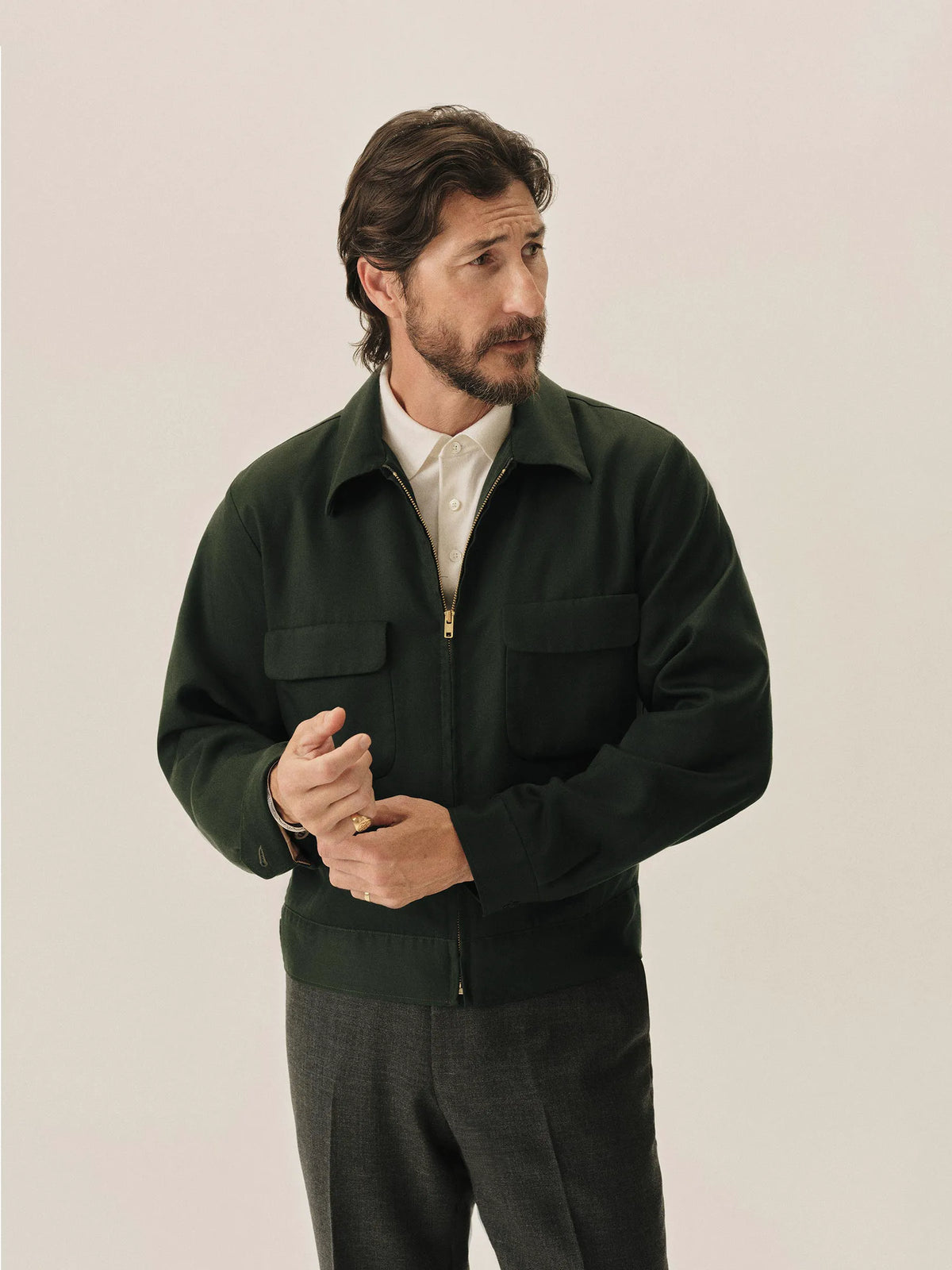 Bottle Green Sunset Rayon Gab Jacket