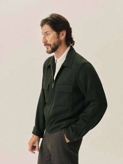 Bottle Green Sunset Rayon Gab Jacket