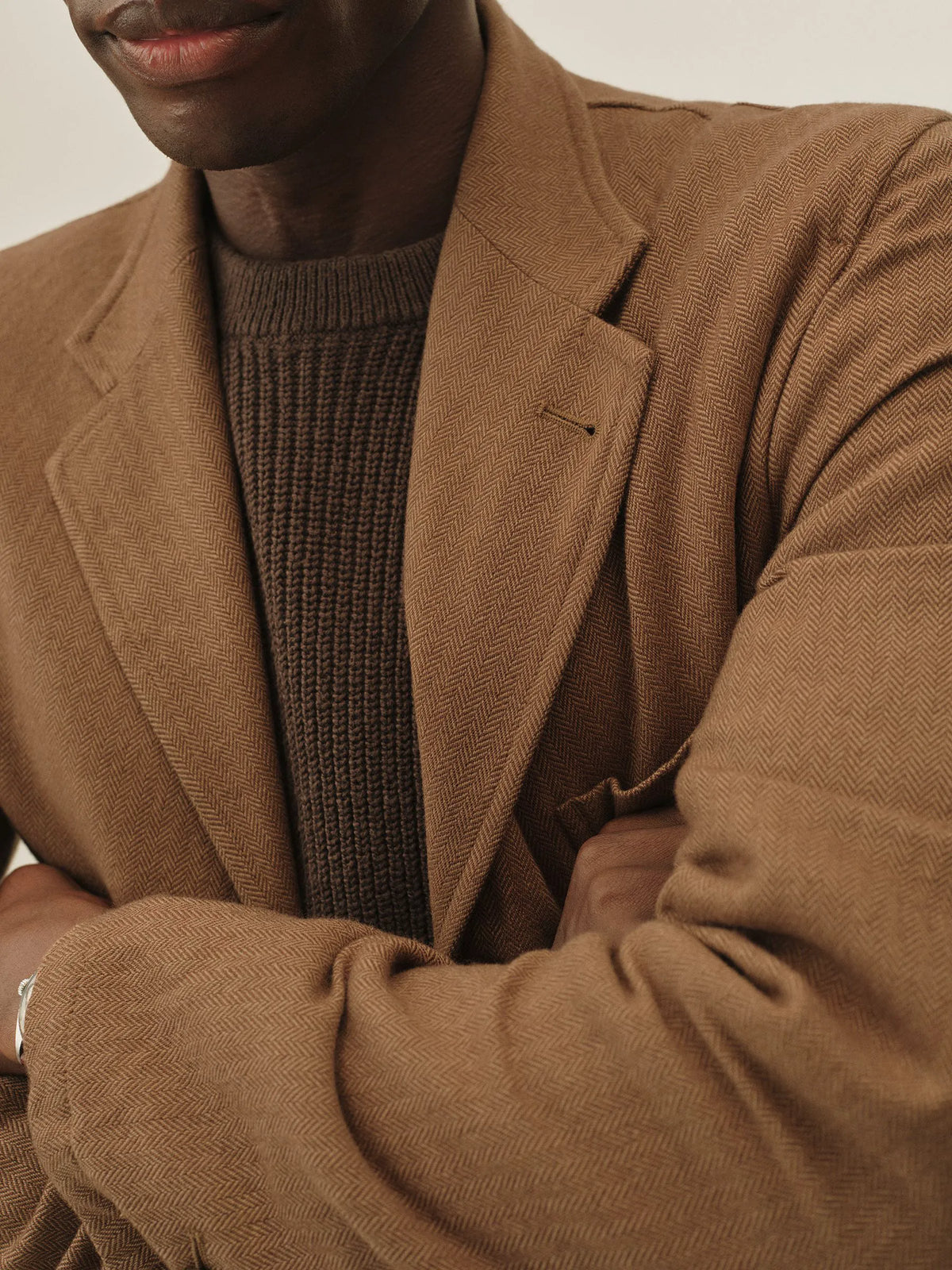 Chestnut Herringbone Cloudloom Cotton Wool Carry-On Jacket