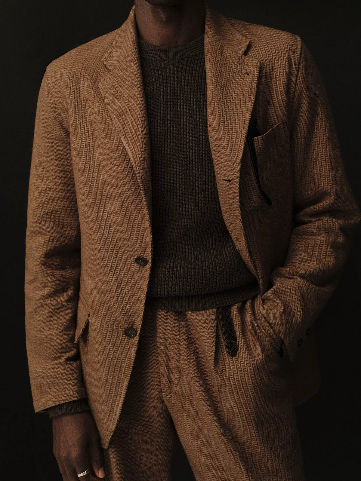Chestnut Herringbone Cloudloom Cotton Wool Carry-On Jacket