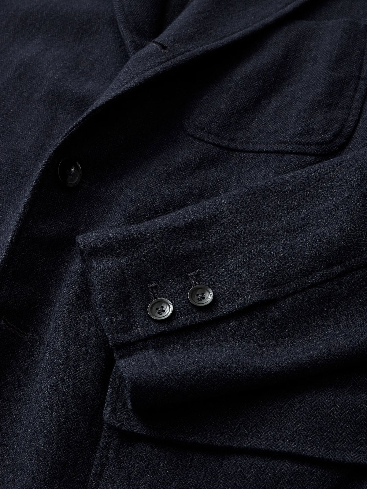 Navy Charcoal Herringbone Cloudloom Cotton Wool Carry-On Jacket