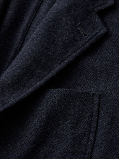 Navy Charcoal Herringbone Cloudloom Cotton Wool Carry-On Jacket