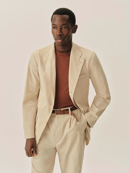 Natural Pinstripe Lightweight Seersucker Carry-On Jacket