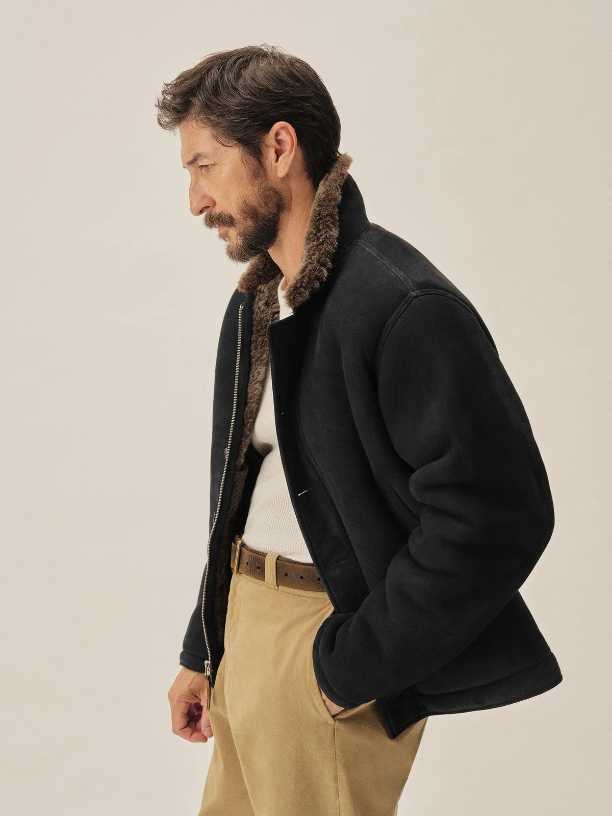 Indigo Polar Shearling Deck Jacket