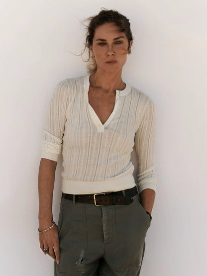 White Keepsake Pointelle Henley