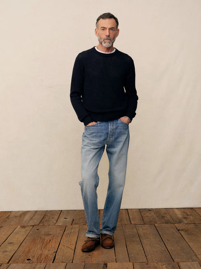 Dark Navy Rope-Knit Yuma Hemp Crew