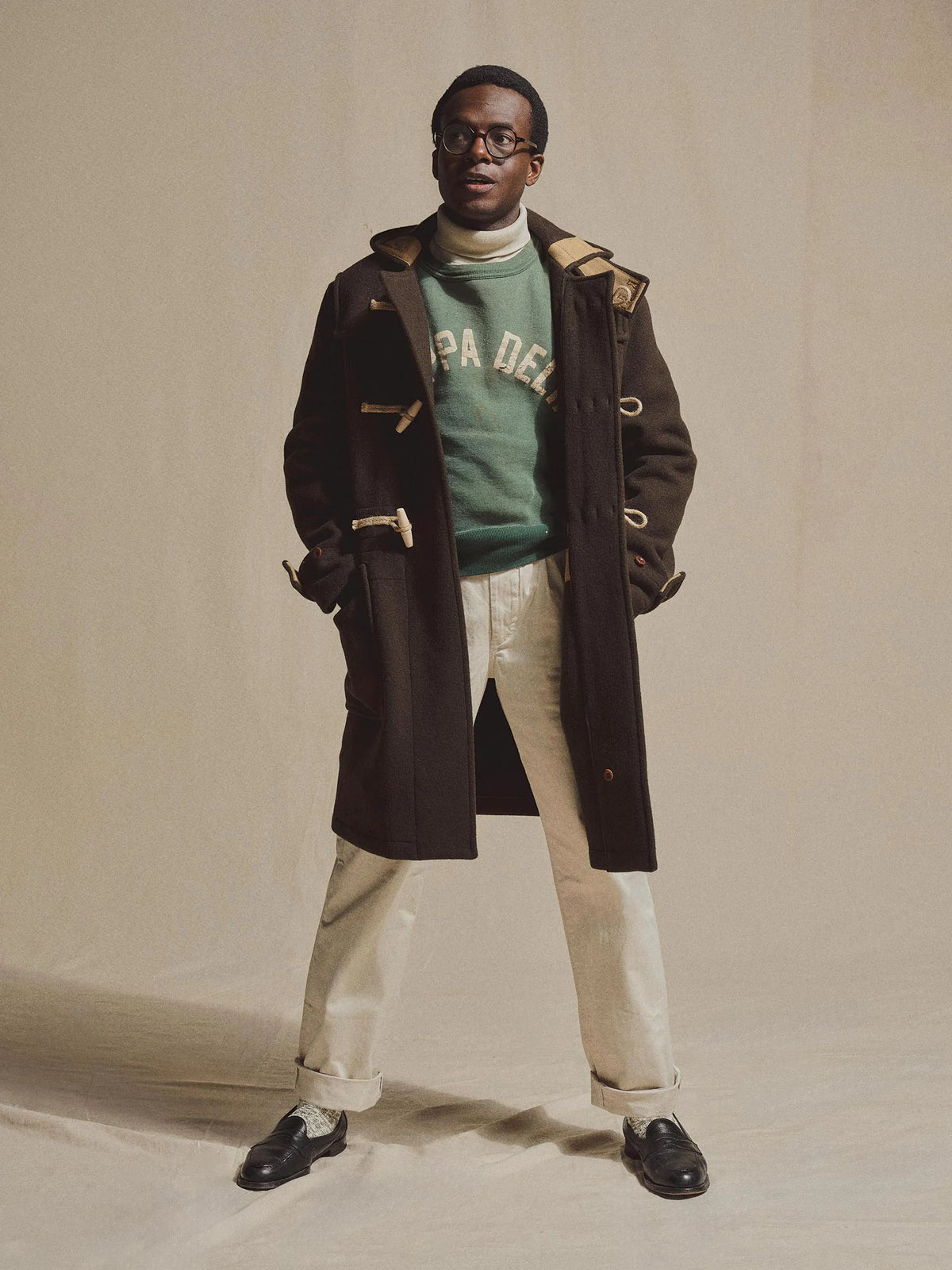 J.Press × Buck Mason Tobacco Gloverall Monty Duffle Coat