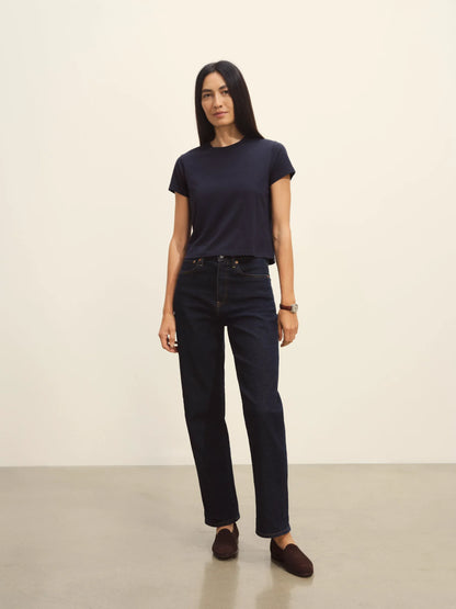 Dark Navy Pima Boxy Crew