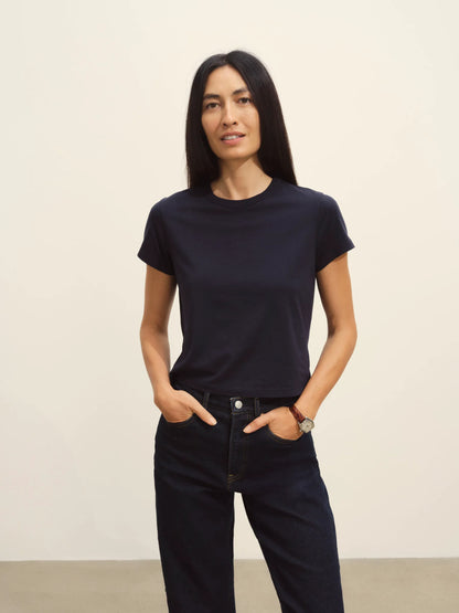 Dark Navy Pima Boxy Crew