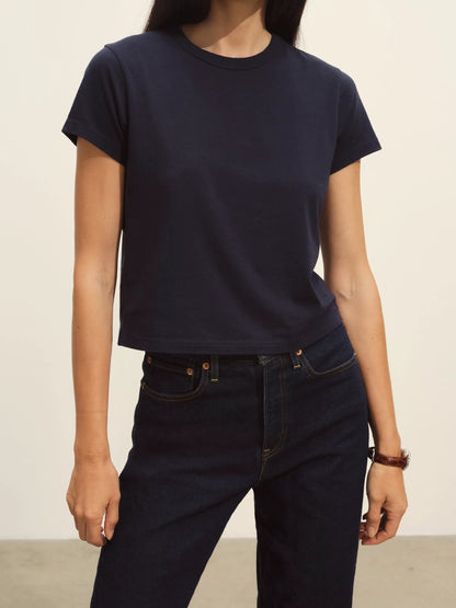Dark Navy Pima Boxy Crew
