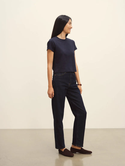 Dark Navy Pima Boxy Crew
