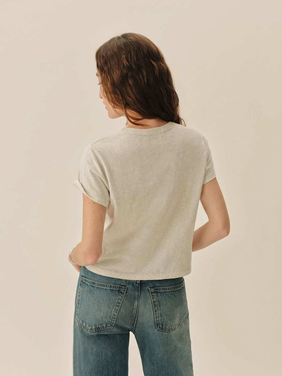 Heather Oat Pima Boxy Crew
