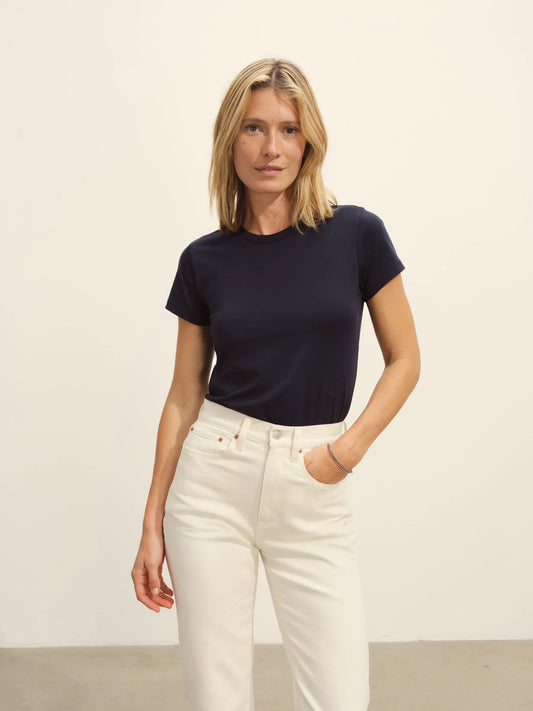 Dark Navy Pima Slim Crew
