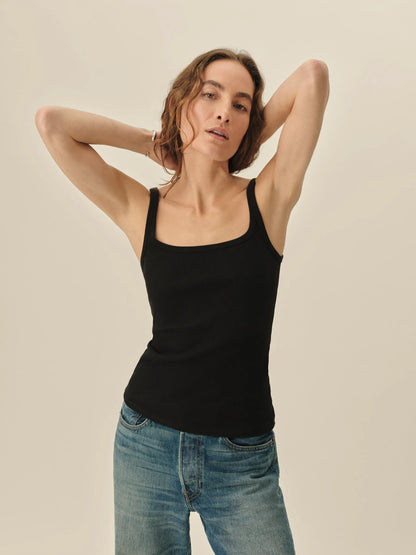 Black Surplus Rib Scoop Neck Tank