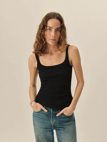 Black Surplus Rib Scoop Neck Tank