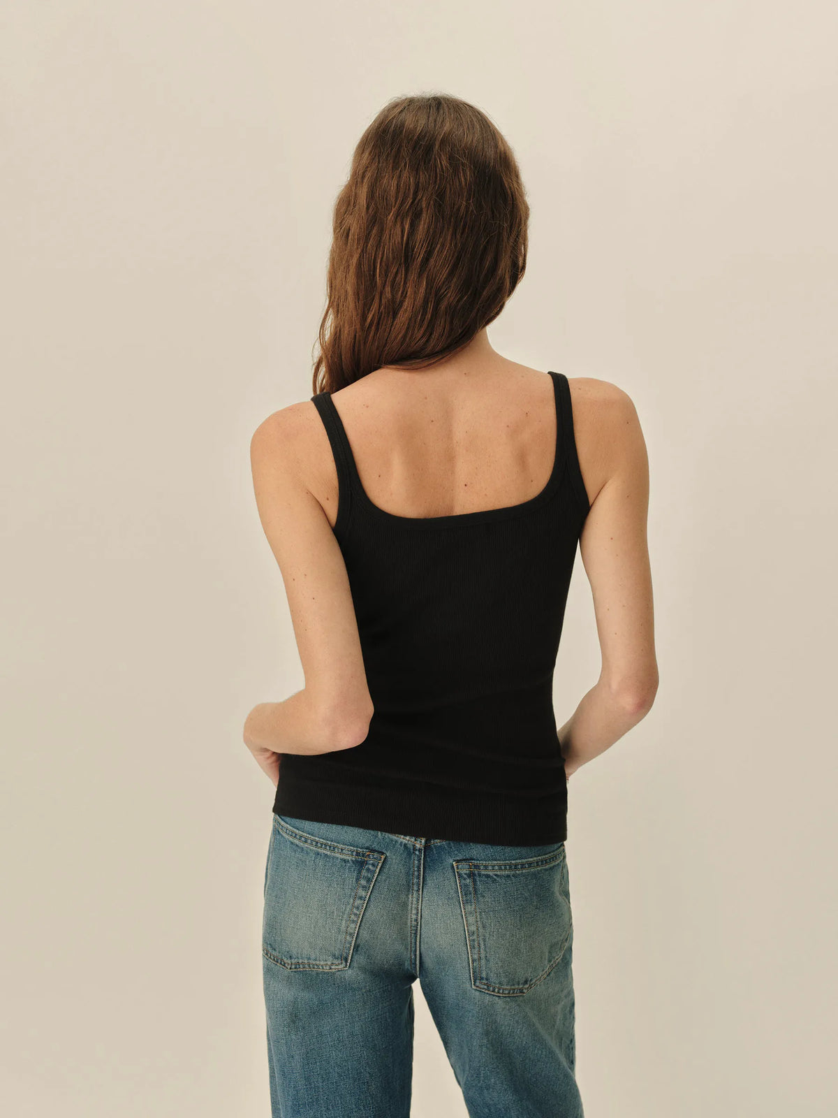 Black Surplus Rib Scoop Neck Tank