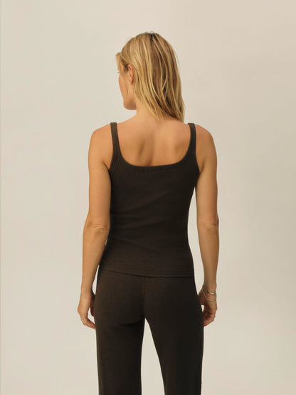 Marled Firewood Surplus Rib Scoop Neck Tank