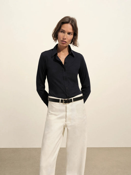 Dark Navy Fluid Jersey Bungalow Shirt