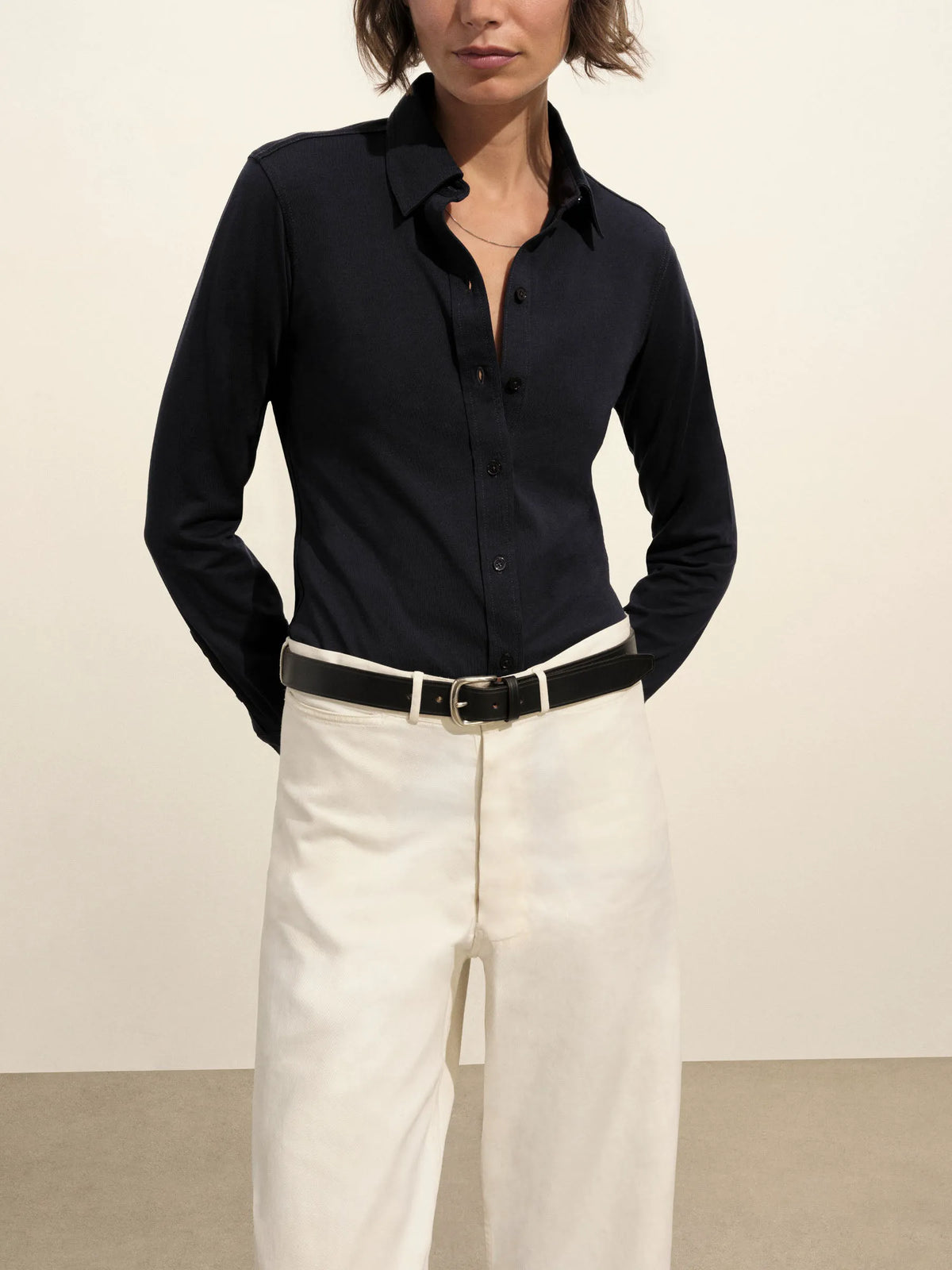 Dark Navy Fluid Jersey Bungalow Shirt