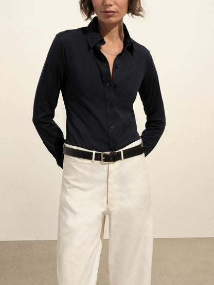 Dark Navy Fluid Jersey Bungalow Shirt