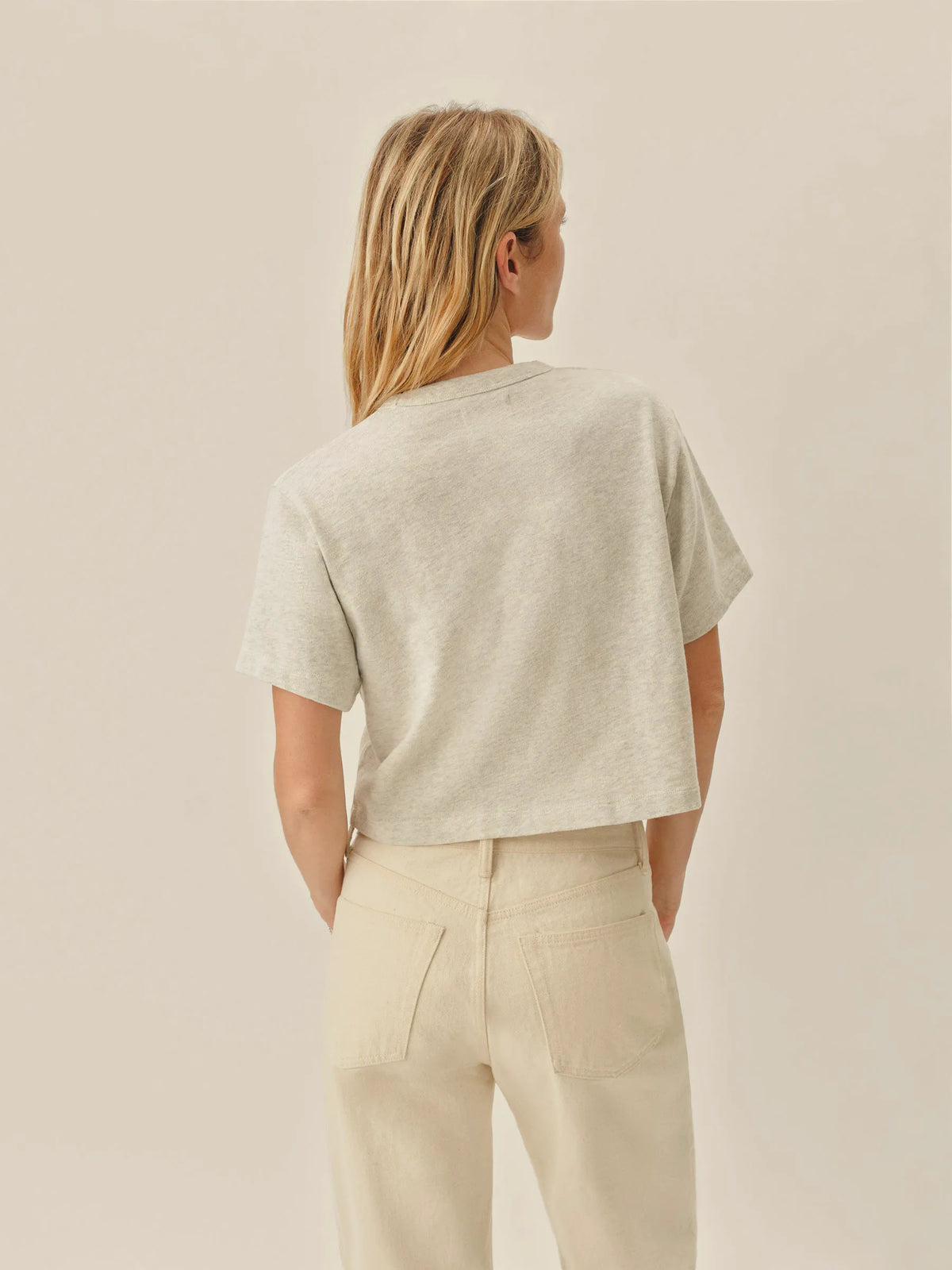 Heather Oat Field-Spec Boyfriend Crop Tee