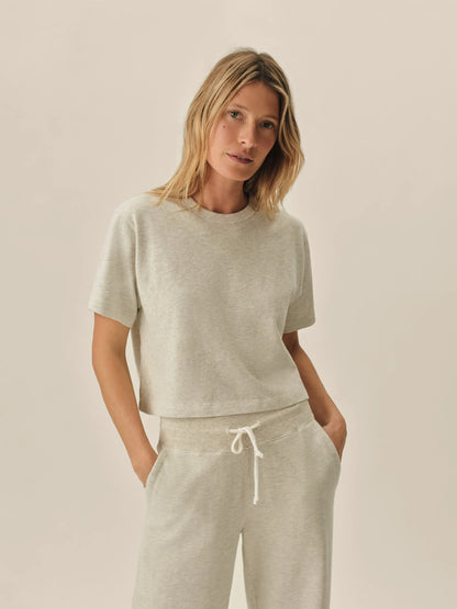 Heather Oat Field-Spec Boyfriend Crop Tee