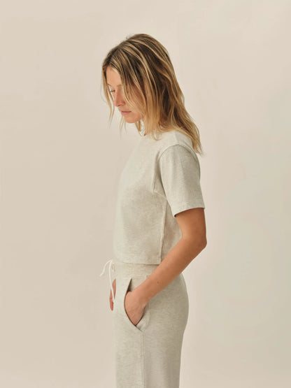 Heather Oat Field-Spec Boyfriend Crop Tee