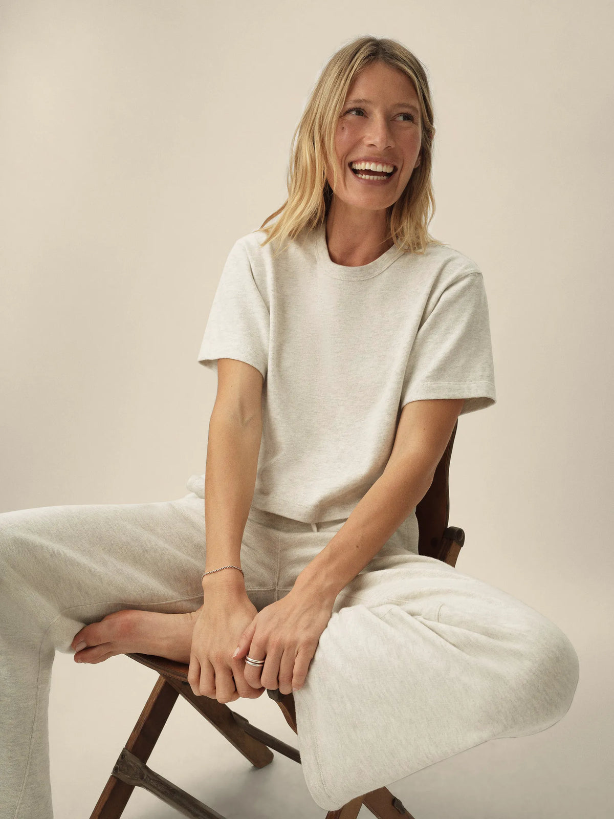 Heather Oat Field-Spec Boyfriend Crop Tee