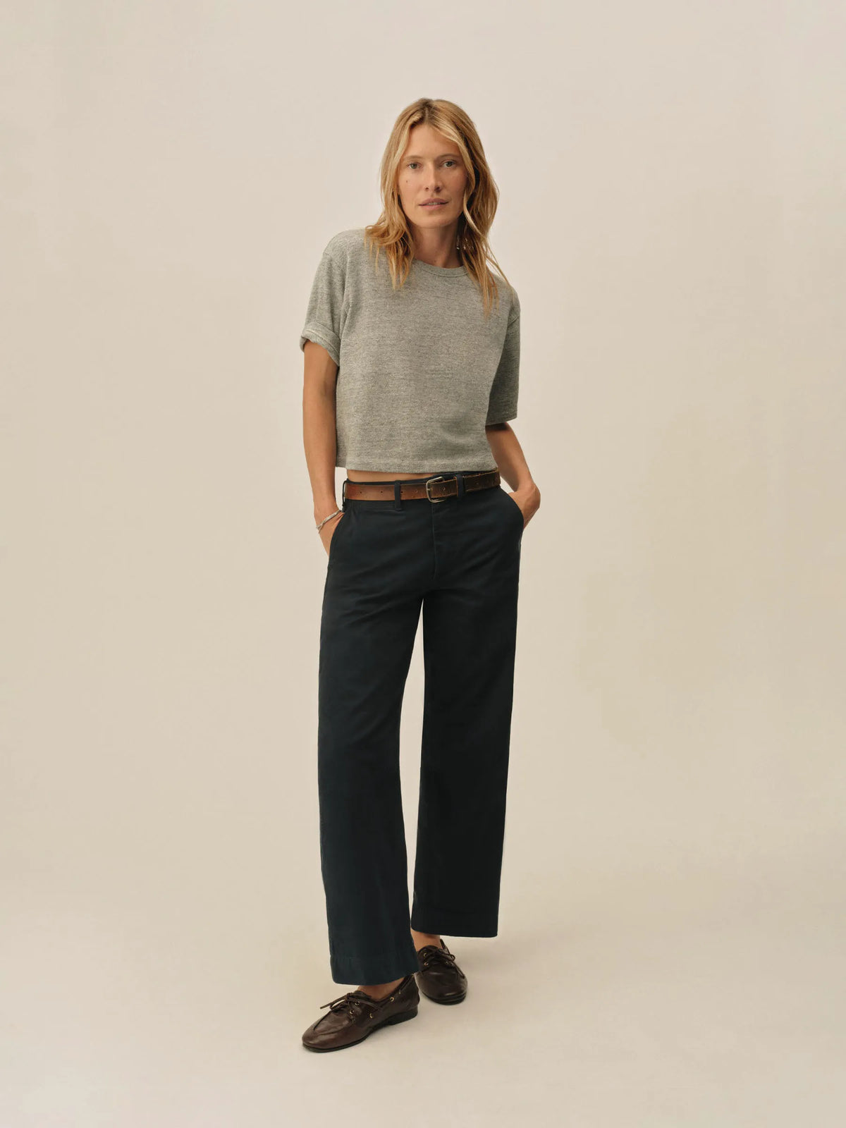 Heather Grey Field-Spec Boyfriend Crop Tee
